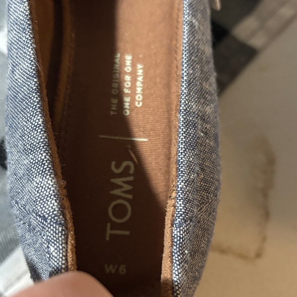 TOMS Women's Blue Peep Toe Wedges - Picture 4 of 6